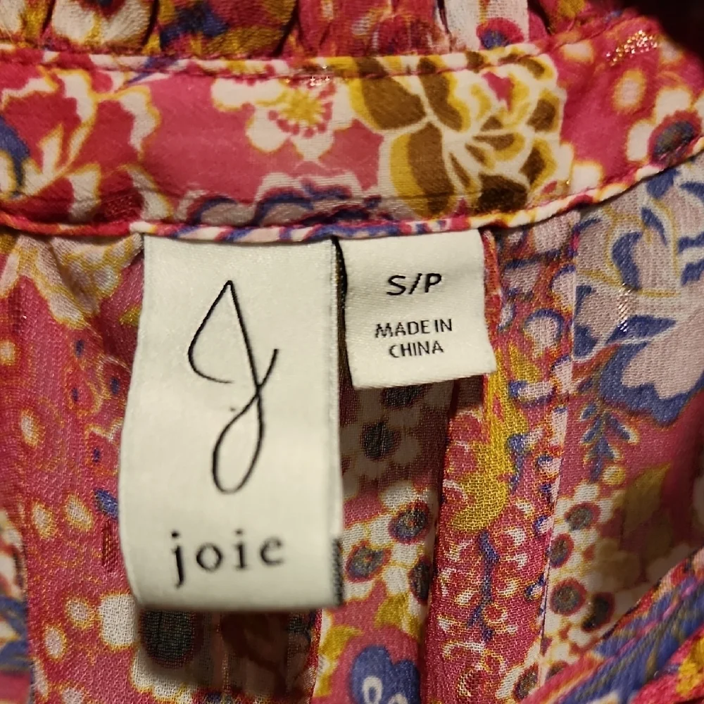 Joie Orange Flutter Sleeve Blouse with Tie Front - Picture 2 of 7